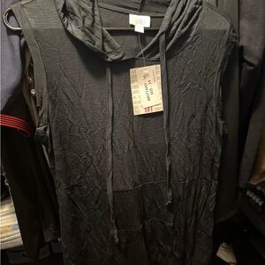 LuLaRoe Brittany Black Sleeveless Hooded Top